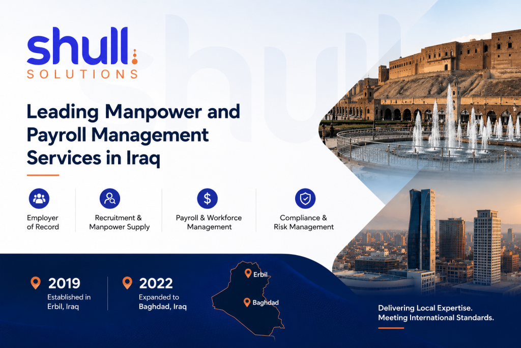Leading Manpower and Payroll Management Services in Iraq by Shull Solutions, including payroll outsourcing, Employer of Record (EOR), workforce management, and manpower supply services